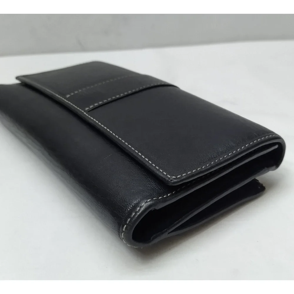 Coach Black Leather Credit Card ID Window Trifold Wallet